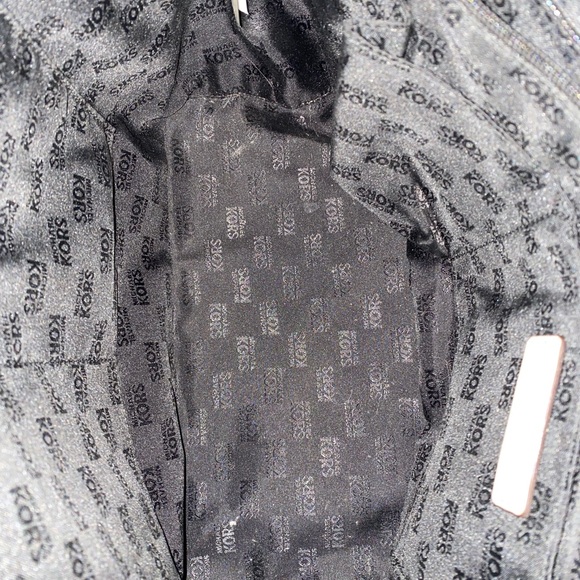 Michael Kors Grab Bag Convertible Tote Bag MK Signature MIRROR METALLIC Black - Picture 7 of 10